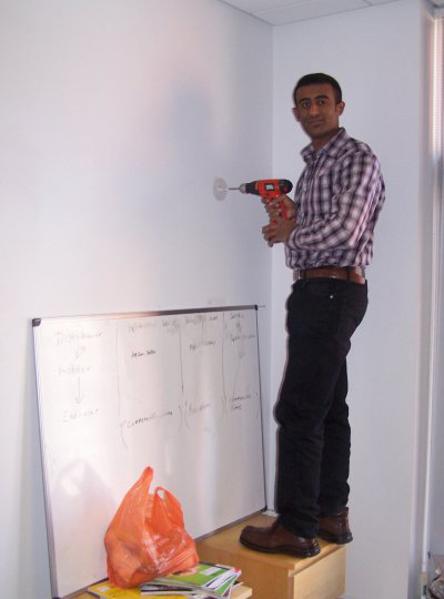Zain Jffer working at his startup office Vungle
